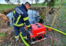 04.04.2023: Maschinisten-Schulung der Feuerwehr Polsing bei Teich-Auspump-Aktivität